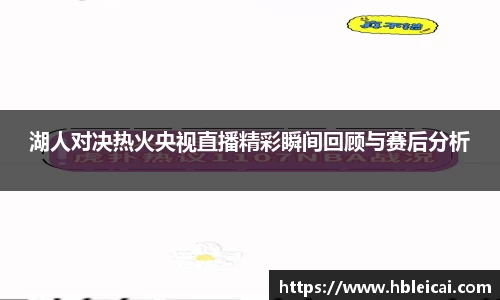 湖人对决热火央视直播精彩瞬间回顾与赛后分析